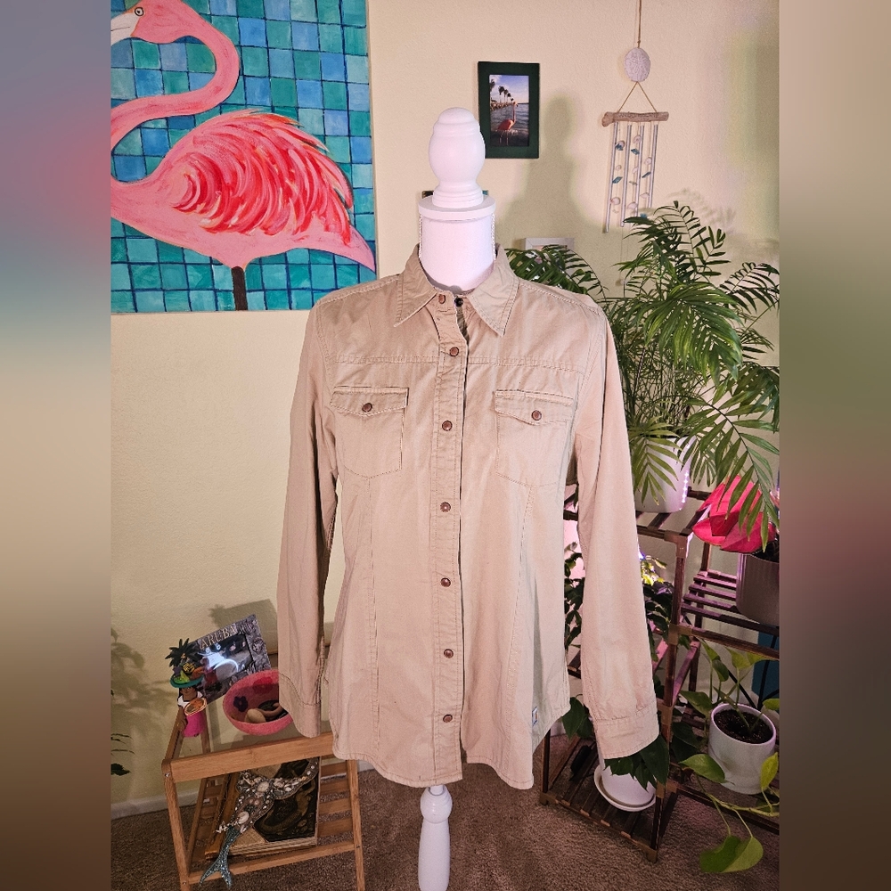 Carhartt Classic Women's Button-Front Khaki Shirt Jacket Sz L